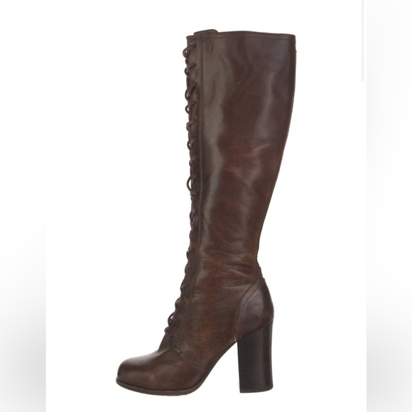 Frye Parker Brown Lace-Up Knee-High Boots - Picture 1 of 12